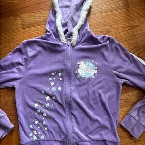 Y2k hello kitty fur velour zip up hoodie